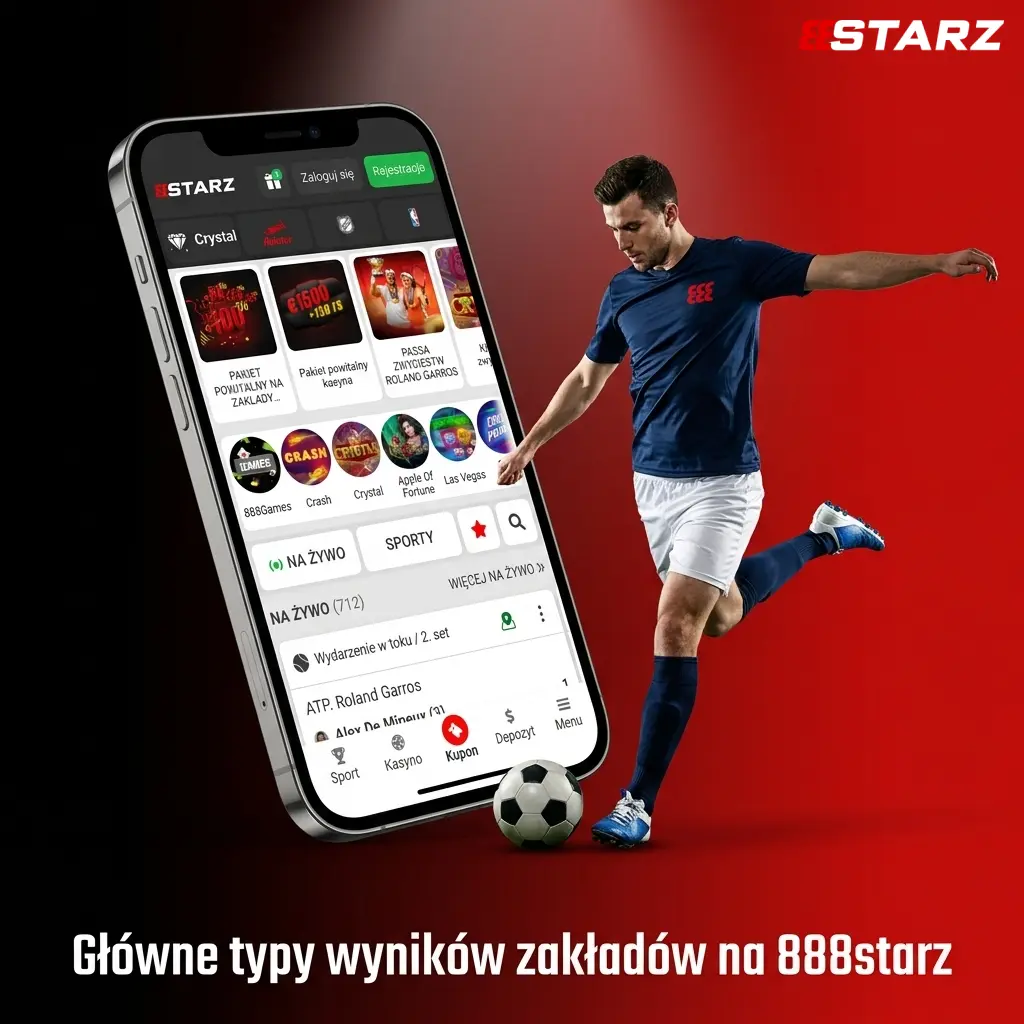 Główne typy wyników zakładów sportowych na 888starz – 1X2, handicap, Over/Under i inne opcje dla graczy